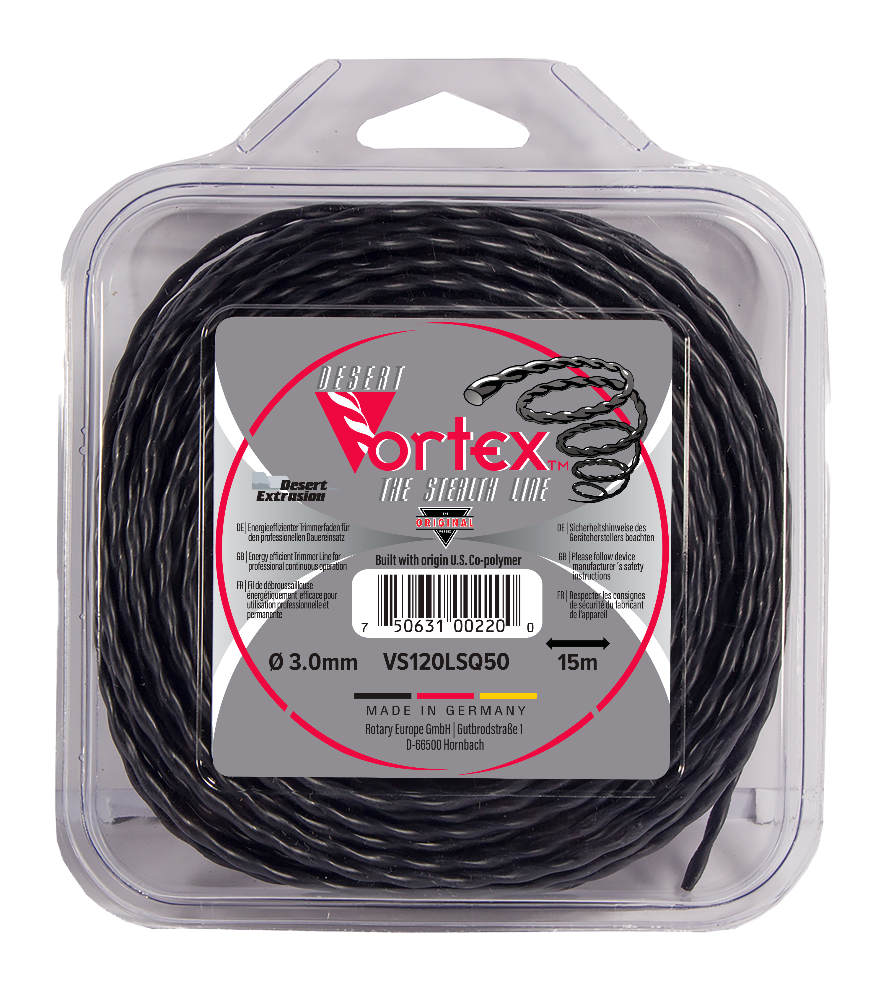 VS120LSQ50'-12-VORTEX .120"/3.0MM, SQUARE BLISTER - SPIRAL SHAPE LINE